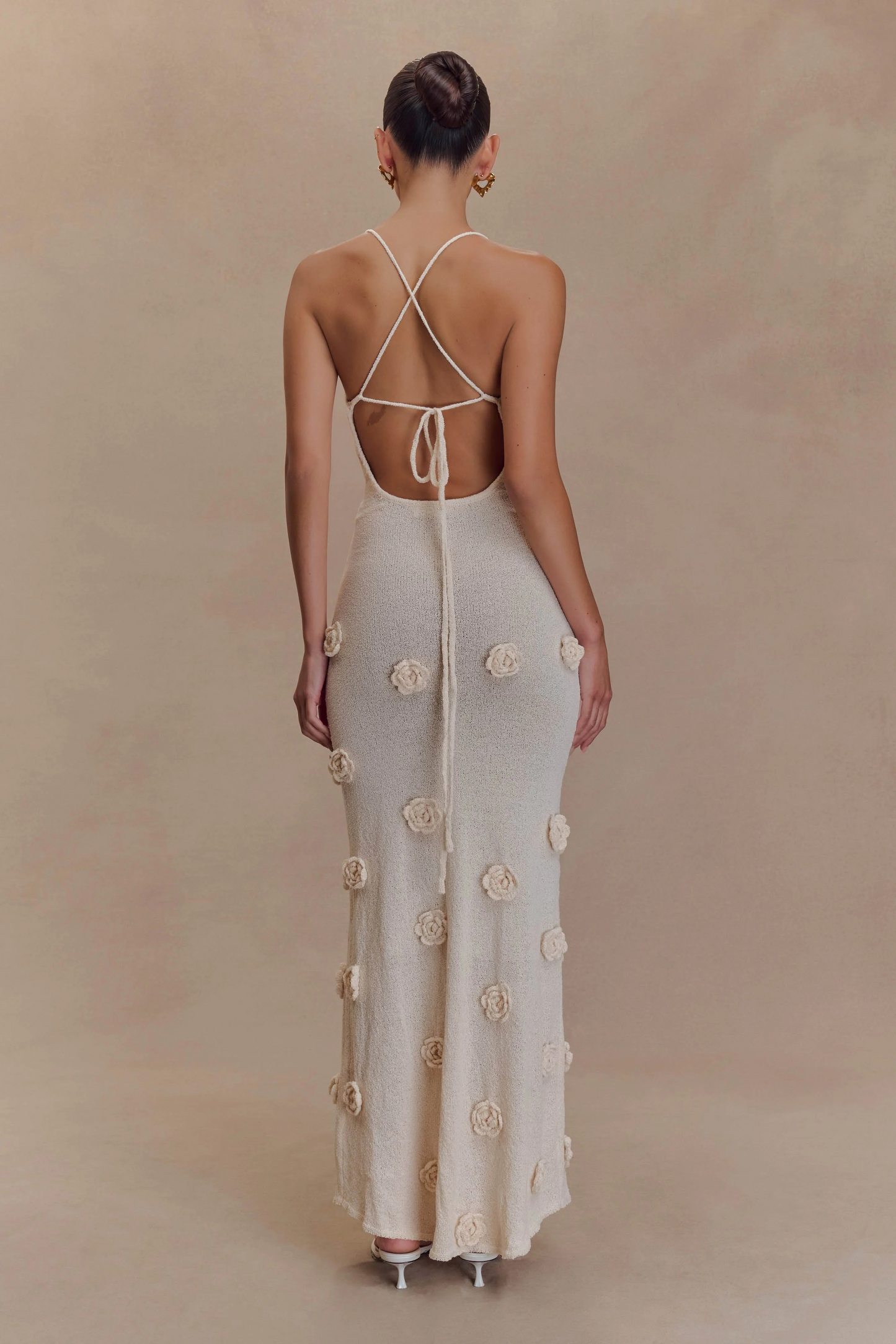 Fiona™ | Jurk met bloemendetail beige