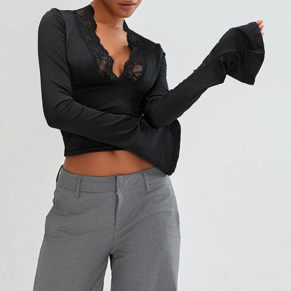 Kate™ | V-hals blouse met kant