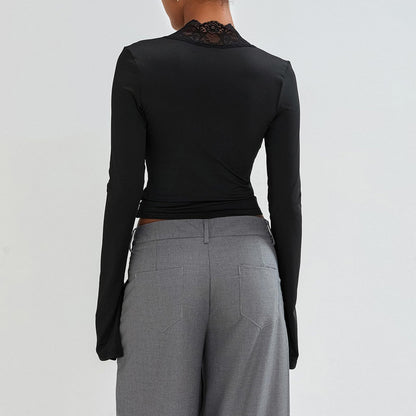 Kate™ | V-hals blouse met kant