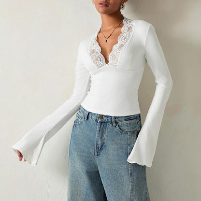 Kate™ | V-hals blouse met kant