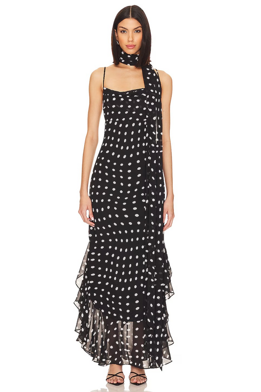 Vienna™ | Maxi-jurk zwart/wit polkadots