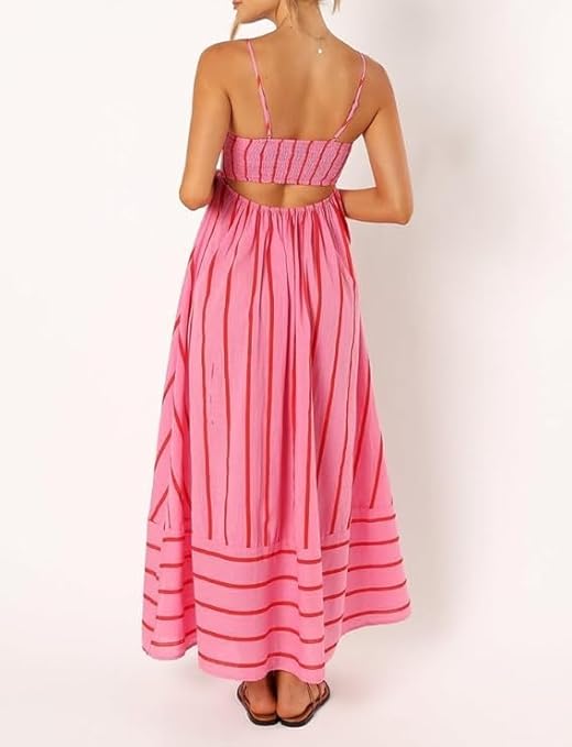 Halsey™ | Roze gestreepte maxi-jurk