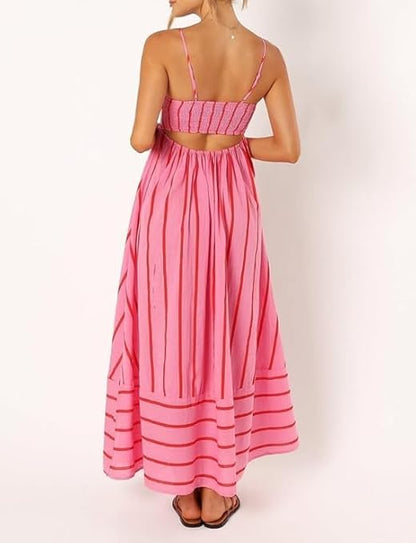 Halsey™ | Roze gestreepte maxi-jurk