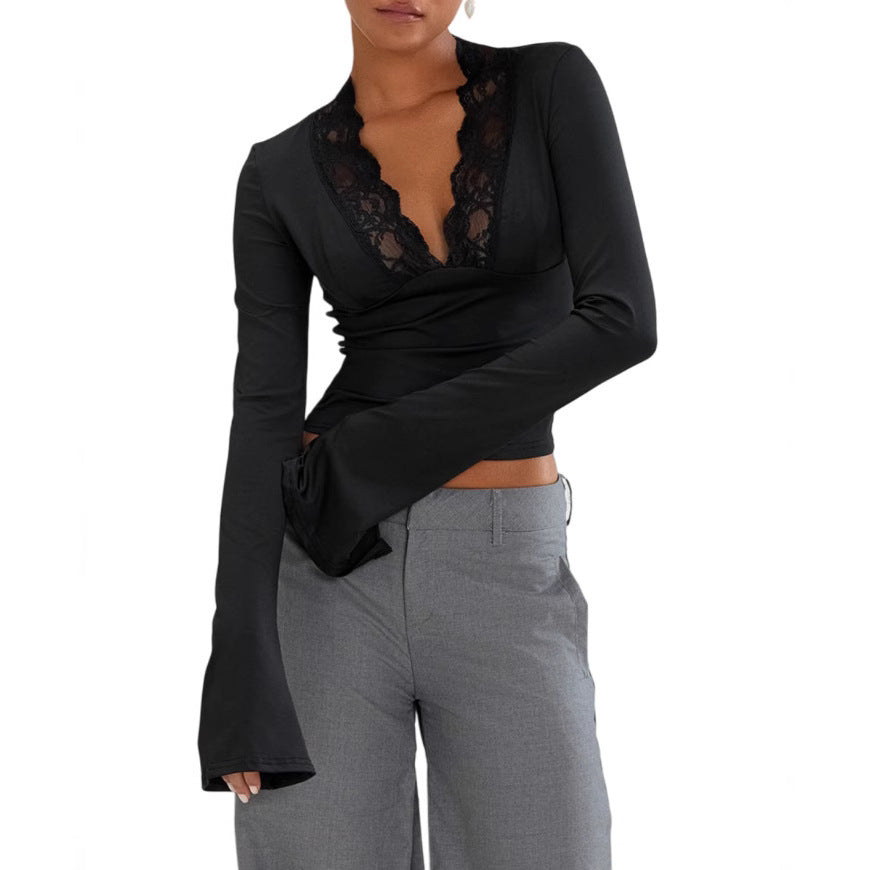 Kate™ | V-hals blouse met kant