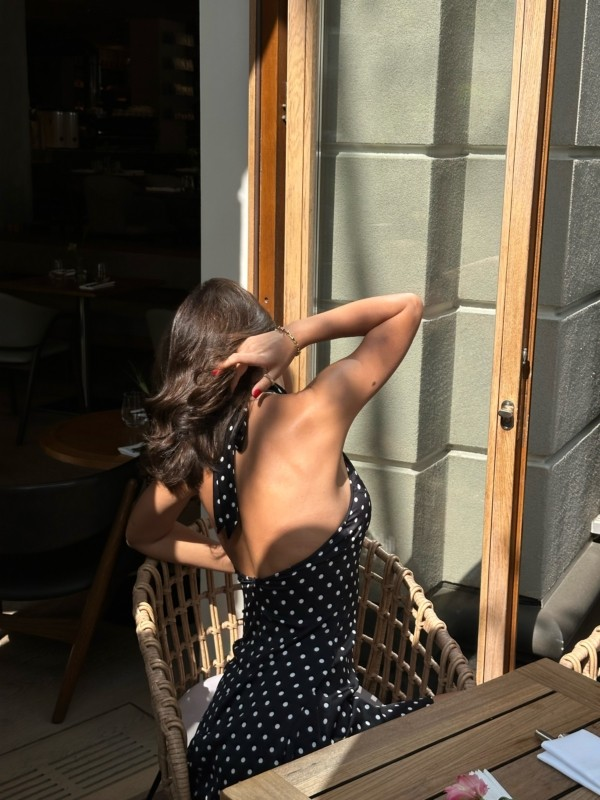 Jolly™ | Polkadot jurk met halternek