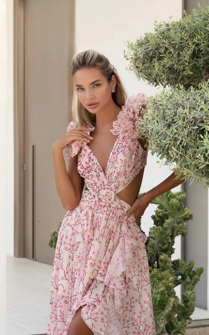 Camille™ | Bloemenjurk met cut-out