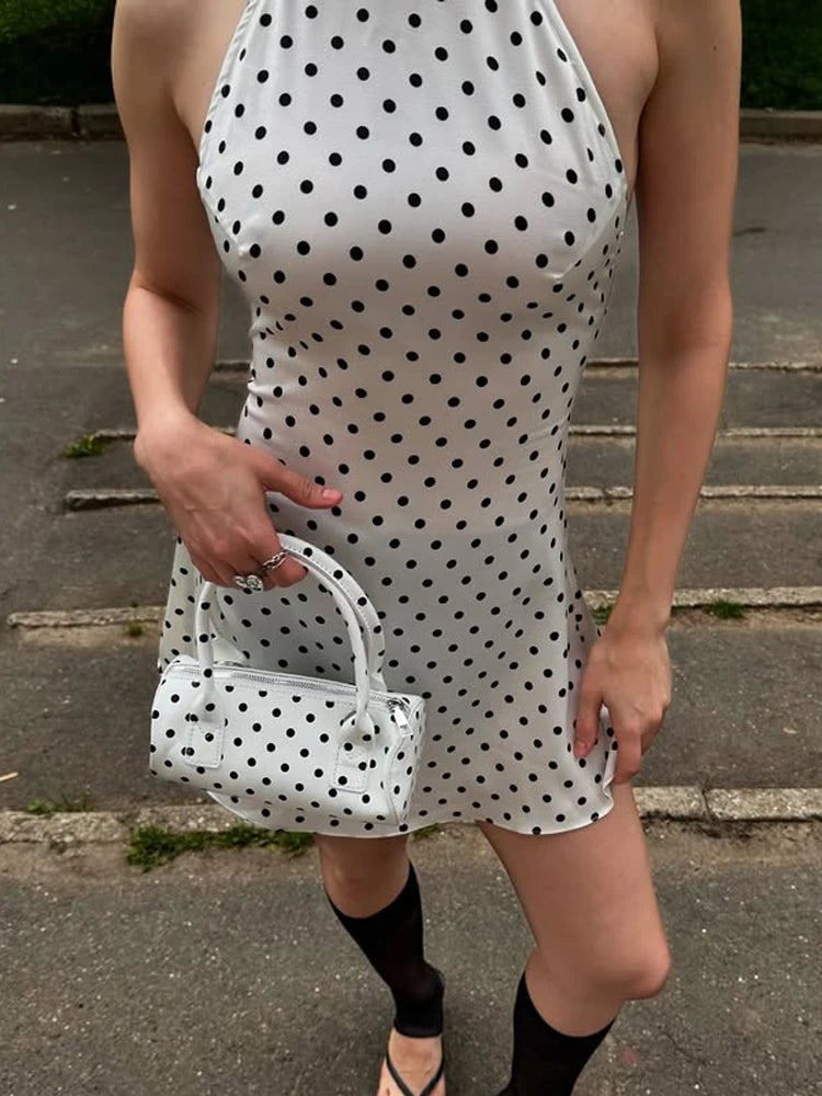 Jolly™ | Polkadot jurk met halternek