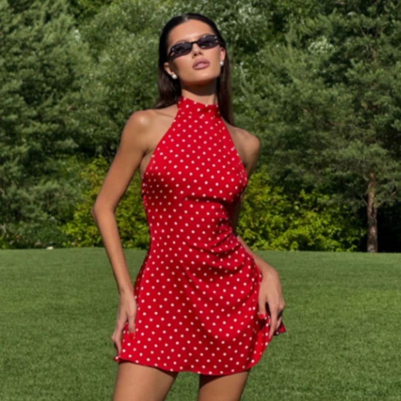 Jolly™ | Polkadot jurk met halternek