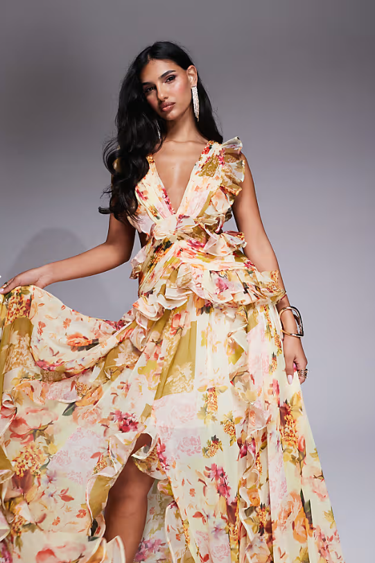 Ella™ | Ruffle jurk met bloemenprint