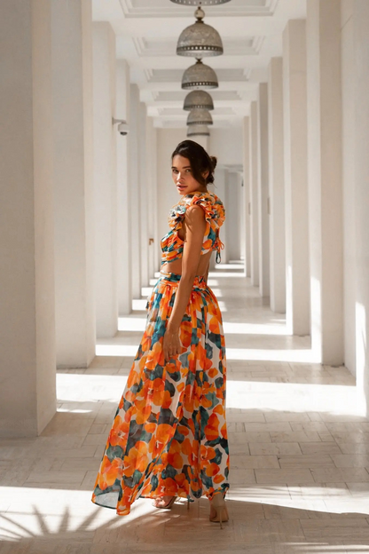 Camille™ | Bloemenjurk met cut-out