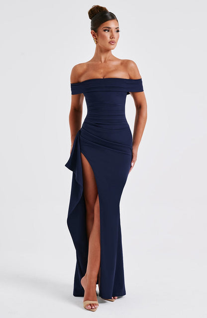 Victoria™ | Maxi off-shoulder jurk met split