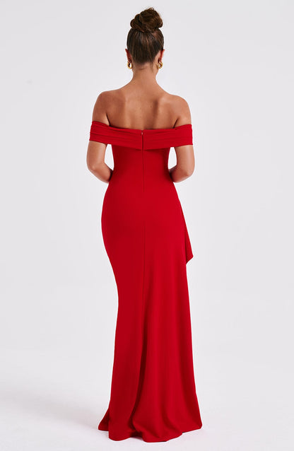Victoria™ | Maxi off-shoulder jurk met split
