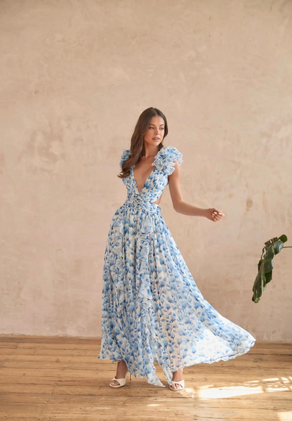 Camille™ | Bloemenjurk met cut-out