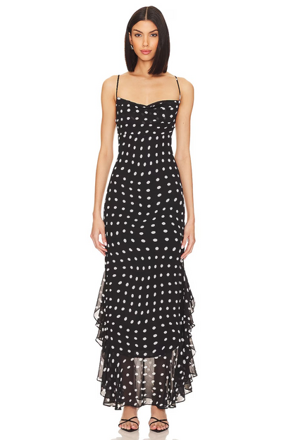 Vienna™ | Maxi-jurk zwart/wit polkadots